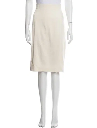 Pre-owned Akris Silk Midi Length Skirt In White