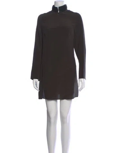 Pre-owned Akris Silk Mini Dress In Gray