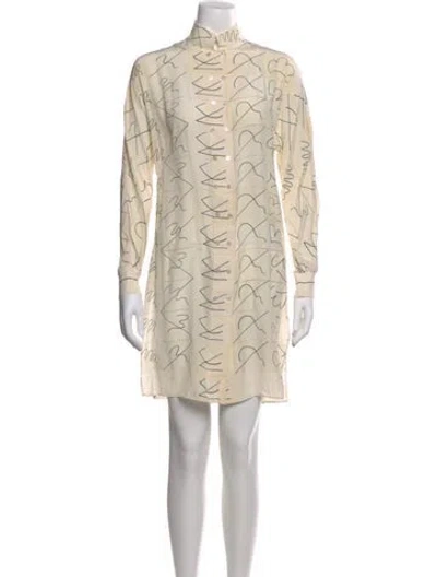 Pre-owned Akris Silk Mini Dress In Neutral