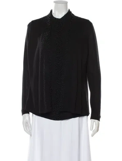 Pre-owned Akris Silk Mock Neck Sweater In Black
