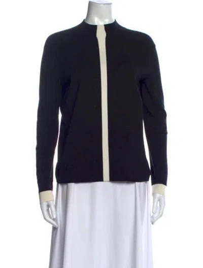 Pre-owned Akris Silk Mock Neck Sweater In Black