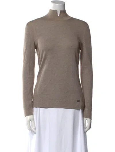 Pre-owned Akris Silk Mock Neck Sweater In Neutral