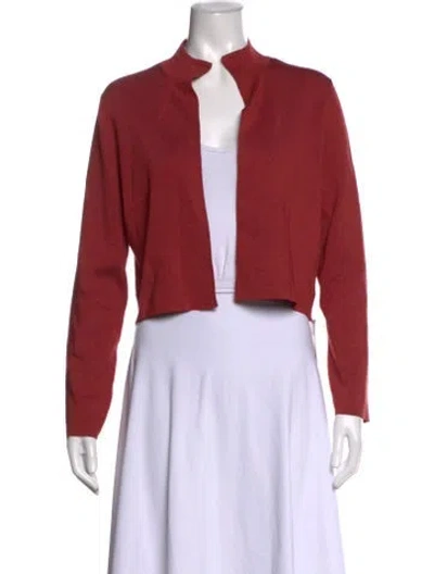 Pre-owned Akris Silk Mock Neck Sweater In Red