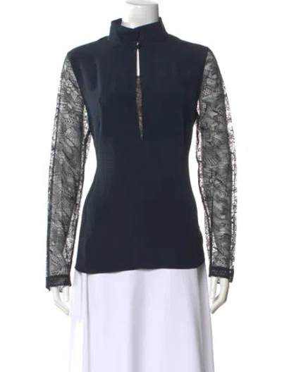 Pre-owned Akris Silk Mock Neck Sweatshirt In Blue