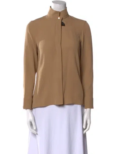 Pre-owned Akris Silk Mock Neck Sweatshirt In Brown