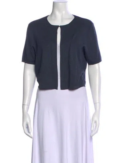 Pre-owned Akris Silk Open Front Sweater In Blue