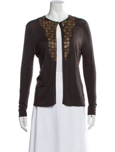Pre-owned Akris Silk Open Front Sweater In Brown