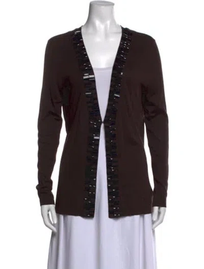 Pre-owned Akris Silk Open Front Sweater In Brown