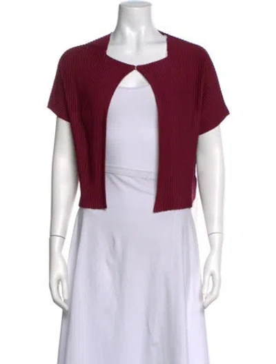 Pre-owned Akris Silk Open Front Sweater In Burgundy