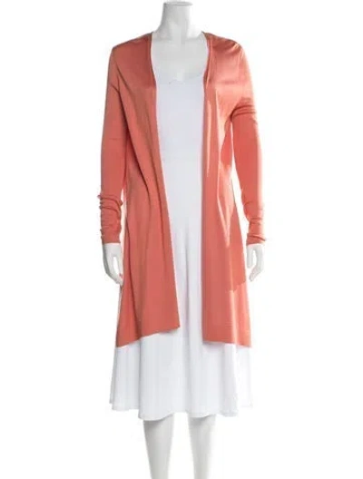 Pre-owned Akris Silk Open Front Sweater In Orange