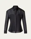 Akris Swarovski Stars Embellished Silk Organza Button-up Shirt In Black