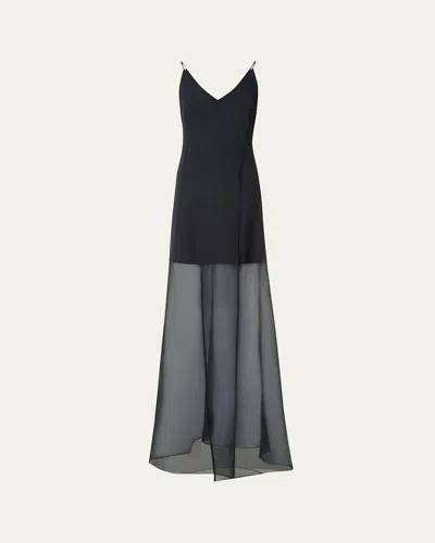 AKRIS SILK PANAMA OVERLAYER GOWN