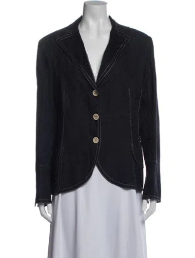 Pre-owned Akris Silk Patterned Blazer In Blue