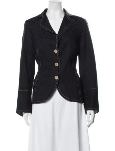 Pre-owned Akris Silk Patterned Blazer In Blue