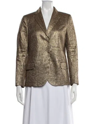 Pre-owned Akris Silk Patterned Blazer In Gold