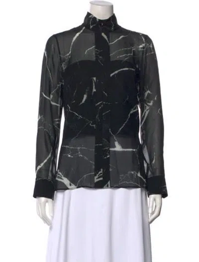 Pre-owned Akris Silk Patterned Blouse In Black