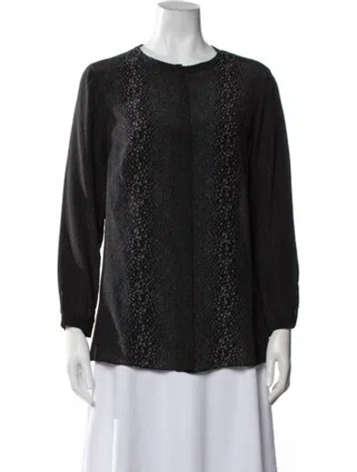 Pre-owned Akris Silk Patterned Blouse In Black