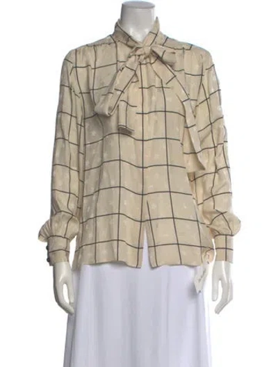 Pre-owned Akris Silk Patterned Blouse In Neutral