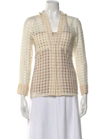 Pre-owned Akris Silk Patterned Blouse In Neutral