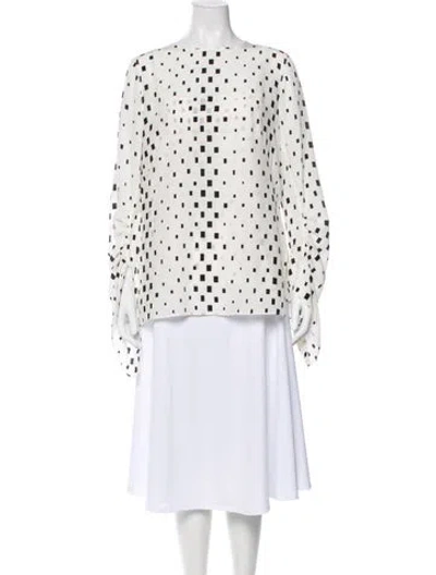Pre-owned Akris Silk Patterned Blouse In White