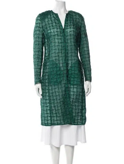 Pre-owned Akris Silk Patterned Coat In Green