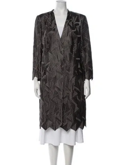 Pre-owned Akris Silk Patterned Coat In Grey