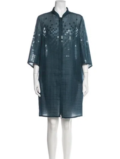 Pre-owned Akris Silk Patterned Jacket In Blue