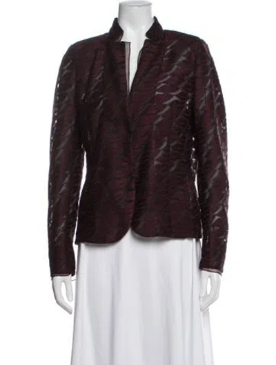 Pre-owned Akris Silk Patterned Jacket In Burgundy