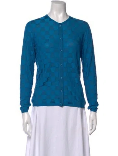 Pre-owned Akris Silk Patterned Sweater In Blue
