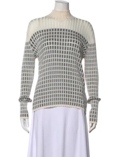 Pre-owned Akris Silk Patterned Sweater In White