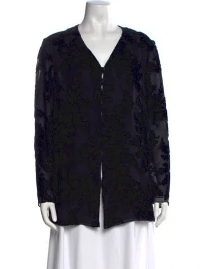 Pre-owned Akris Silk Patterned Top In Black