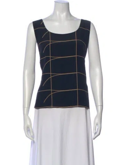 Pre-owned Akris Silk Patterned Top In Blue