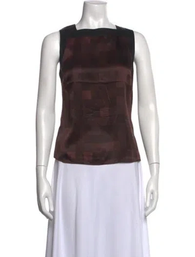 Pre-owned Akris Silk Patterned Top In Brown