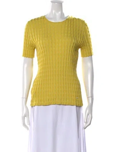 Pre-owned Akris Silk Patterned Top W/ Tags In Yellow