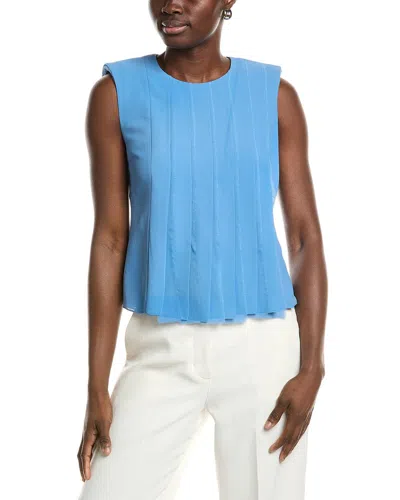Akris Silk Pintuck Blouse In Blue