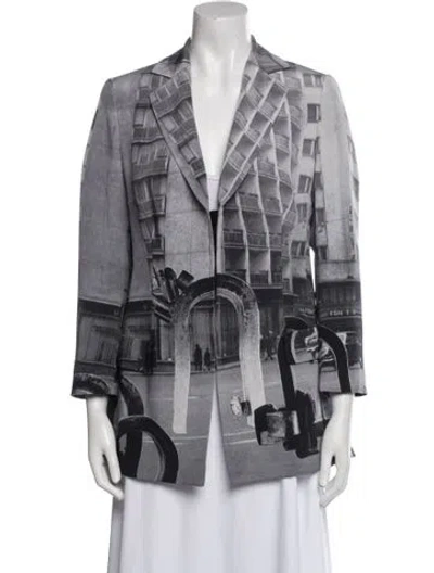 Pre-owned Akris Silk Plaid Print Blazer In Multi
