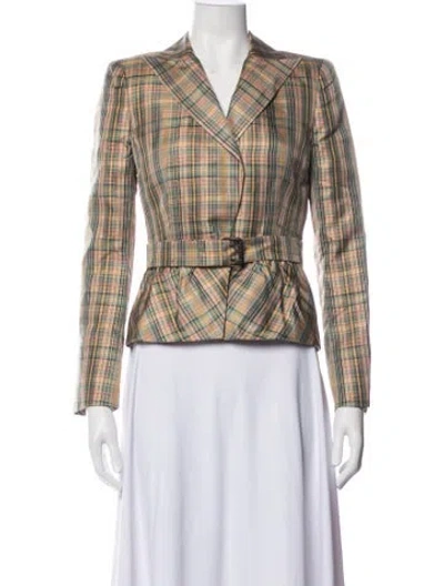 Pre-owned Akris Silk Plaid Print Blazer W/ Tags In Multicolor