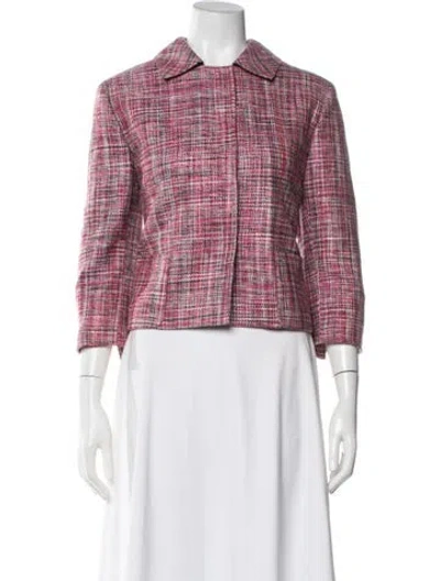 Pre-owned Akris Silk Plaid Print Blazer W/ Tags In Pink