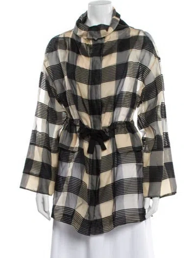 Pre-owned Akris Silk Plaid Print Jacket