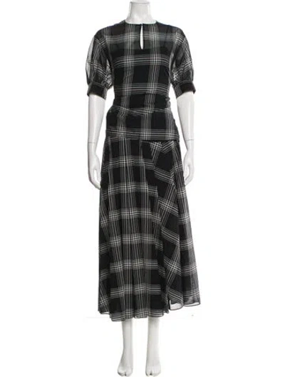 Pre-owned Akris Silk Plaid Print Skirt Set In Black