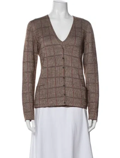 Pre-owned Akris Silk Plaid Print Sweater In Multi