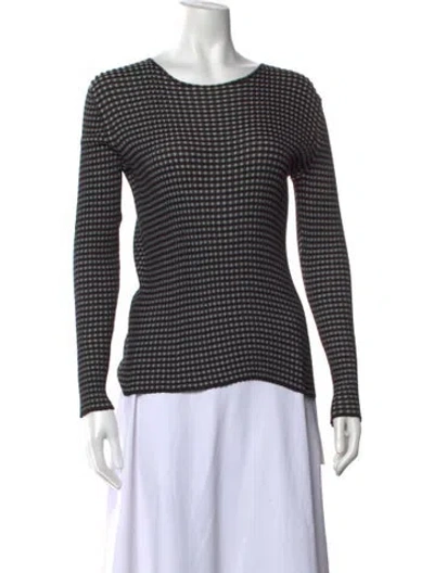Pre-owned Akris Silk Plaid Print Top In Black