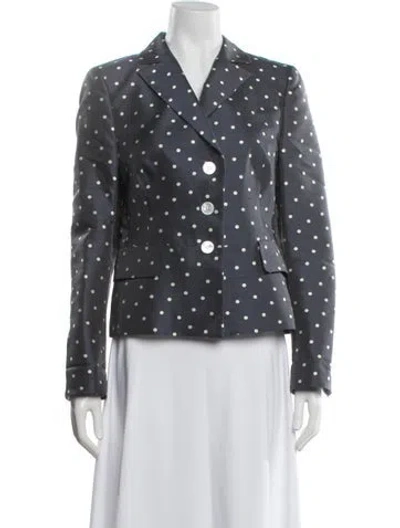 Pre-owned Akris Silk Polka Dot Print Blazer In Blue
