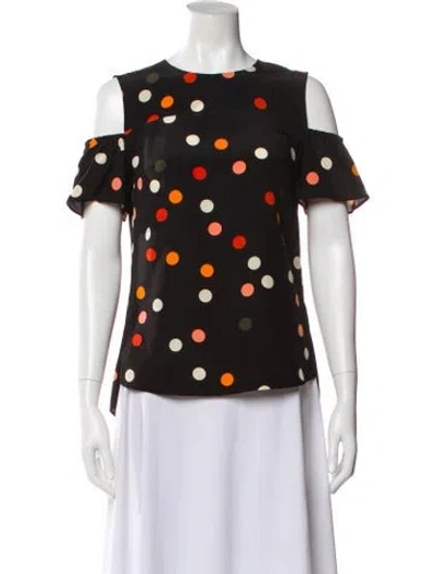 Pre-owned Akris Silk Polka Dot Print Blouse In Multi