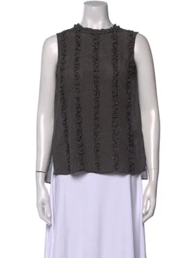 Pre-owned Akris Silk Polka Dot Print Top In Black