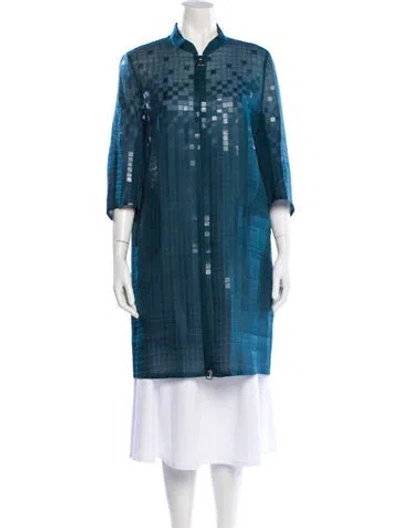 Pre-owned Akris Silk Poncho In Green