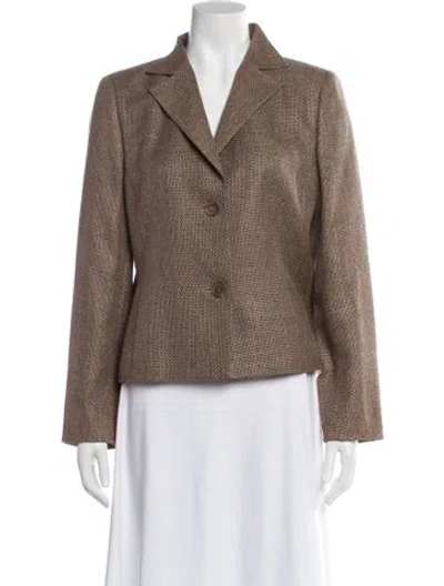 Pre-owned Akris Silk Printed Blazer In Brown