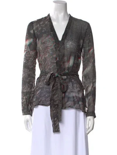 Pre-owned Akris Silk Printed Blouse In Black