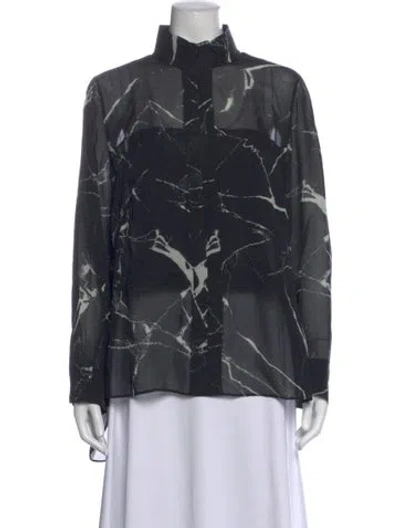 Pre-owned Akris Silk Printed Blouse In Black