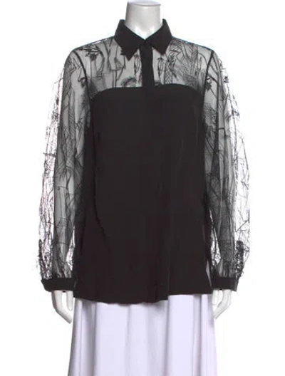 Pre-owned Akris Silk Printed Blouse In Black